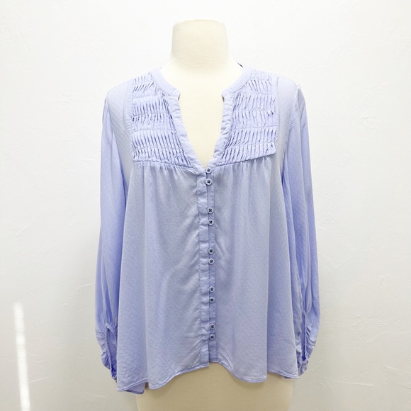 2/$20!!!! Maeve Anthro Periwinkle Pintuck Peasant Blouse Size 8 - Picture 2 of 8